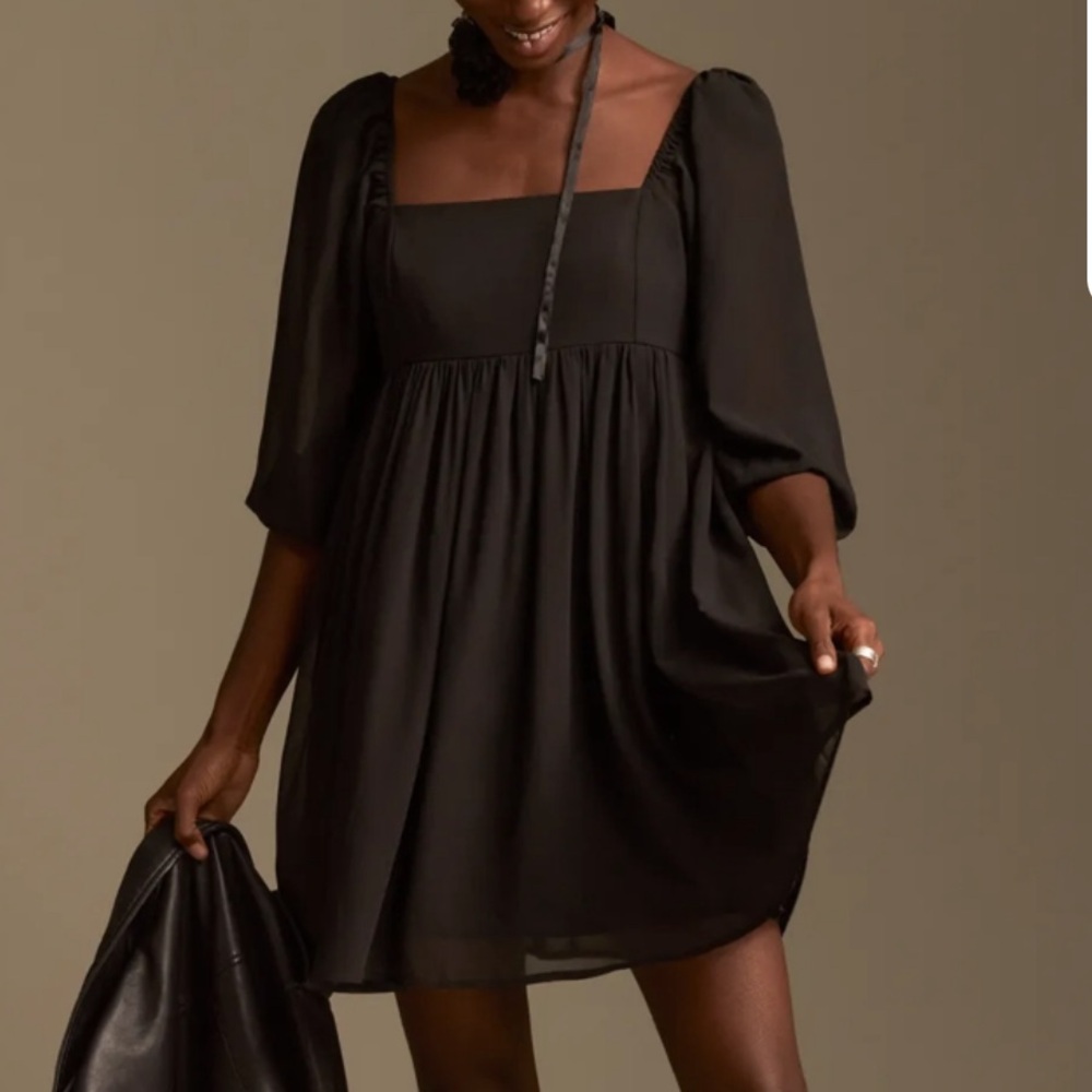 Lucky Brand Black Mini Dress with Square Neck